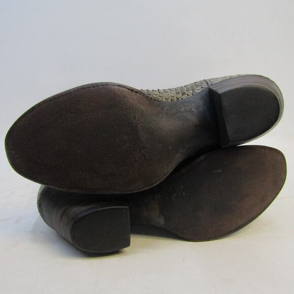 J CHISHOLM Womens Size 7 M Gray Leather Snake Skin Cowboy Western Boots - Picture 9 of 10